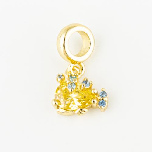 Cubic Zirconia Micro Pave Brass Pendant, fashion jewelry & Unisex & micro pave cubic zirconia, golden Approx 5mm 