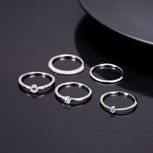 Brass Ring Set, 5 pieces & micro pave cubic zirconia & for woman 