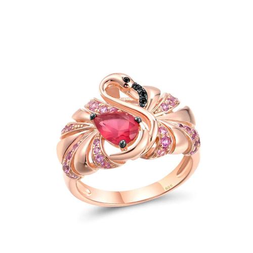 Befestigter Zirkonia Messingring Fingerring, Messing, verschiedene Größen vorhanden & Micro pave Zirkonia & für Frau, Roségold, verkauft von PC