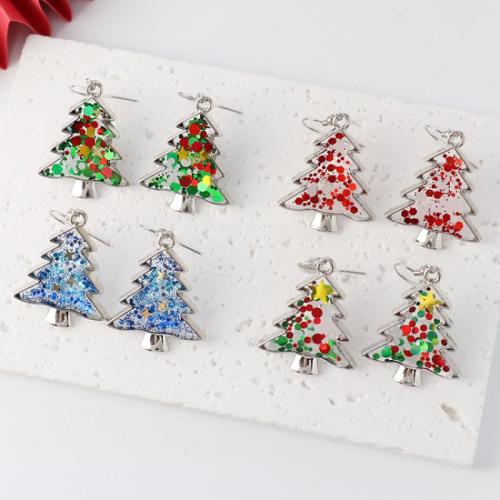 Christmas Earrings, Resin, with 304 Stainless Steel & Zinc Alloy, Christmas Tree, epoxy gel, fashion jewelry & for woman 