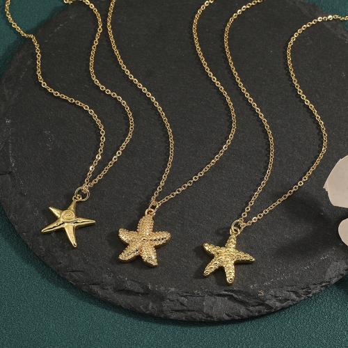 Brass Jewelry Necklace, Starfish, gold color plated & for woman 