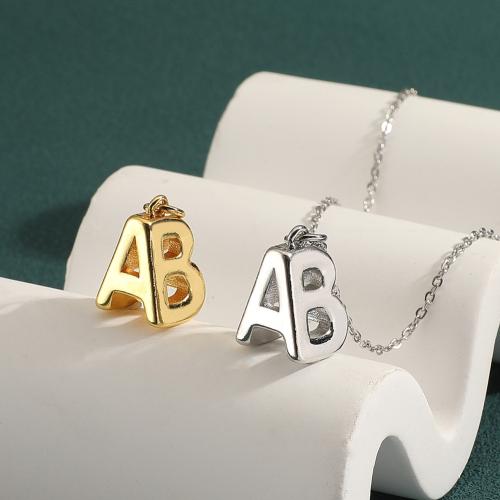 Brass Jewelry Necklace, Alphabet Letter, plated, for woman 