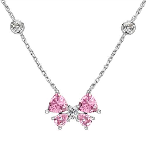 Collier en laiton cubique Zircon Micro Pave, avec 5CM chaînes de rallonge, Placage, pavé de micro zircon & pour femme, couleur platine Environ 40 cm, Vendu par PC