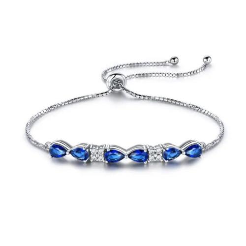 Cúbicos Circonia pulsera Latón de Micro pavimenta, metal, chapado, micro arcilla de zirconia cúbica & para mujer, color de platina, longitud:aproximado 25 cm, Vendido por UD