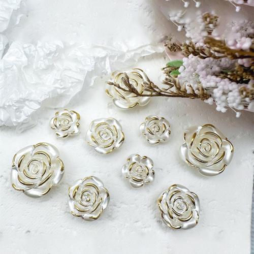 Flower Resin Beads, with Gold Foil, stoving varnish, DIY white 