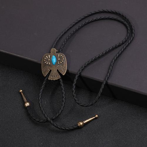 Zinc Alloy Necklace, with turquoise & PU Leather, Unisex Approx 61-70 cm 