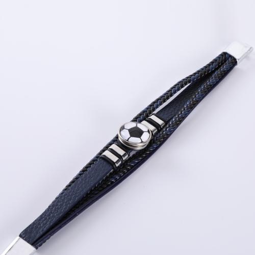 PU Leather Cord Bracelets, Zinc Alloy, with PU Leather, handmade, fashion jewelry & for man [