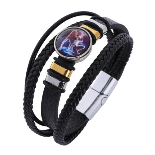 PU Leather Cord Bracelets, Zinc Alloy, with PU Leather, handmade, vintage & for man [