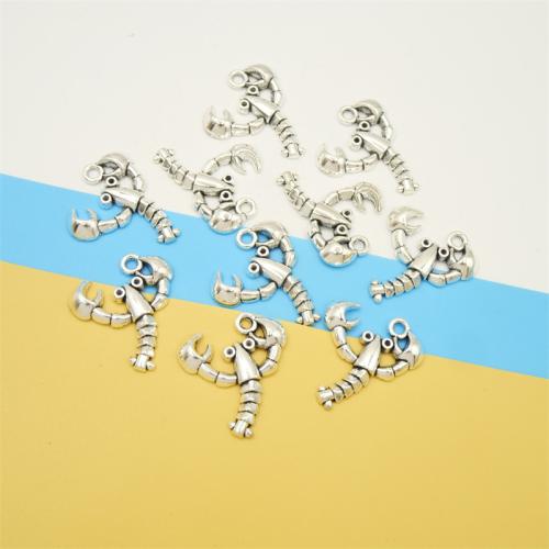 Zinc Alloy Animal Pendants, Lobster, antique silver color plated, DIY 