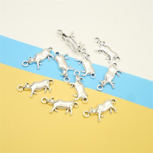 Zinc Alloy Animal Pendants, Bull, antique silver color plated, DIY 