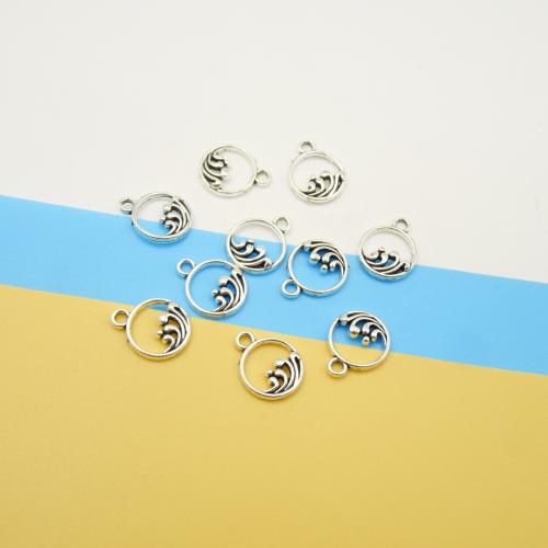 Zinc Alloy Jewelry Pendants, Round, antique silver color plated, DIY 