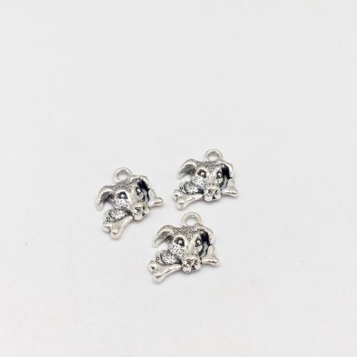 Zinc Alloy Animal Pendants, Dog, antique silver color plated, DIY 