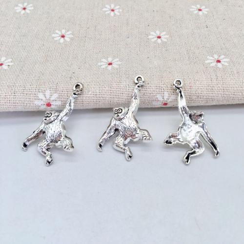 Zinc Alloy Animal Pendants, Monkey, antique silver color plated, DIY 