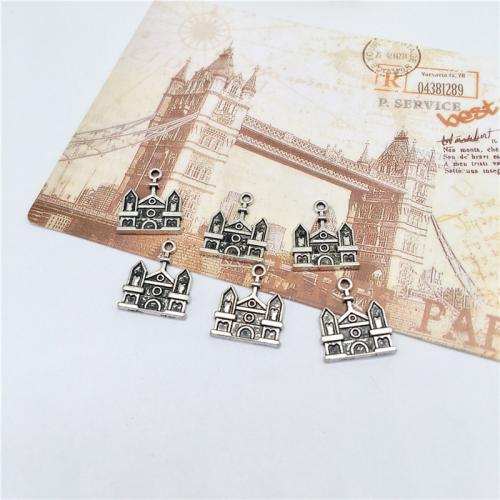 Zinc Alloy Jewelry Pendants, Castle, antique silver color plated, DIY 