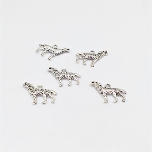 Zinc Alloy Animal Pendants, Wolf, antique silver color plated, DIY 