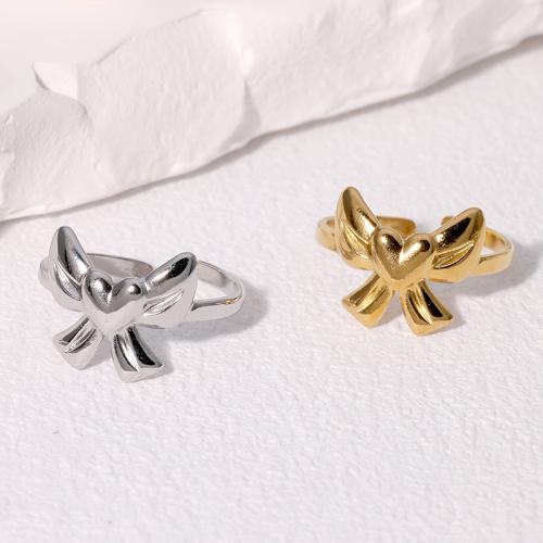 Stainless Steel Finger Ring, 304 Stainless Steel, Bowknot, fashion jewelry & for woman 