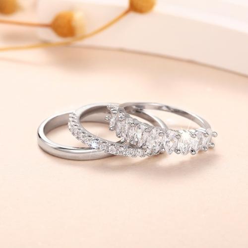 Befestigter Zirkonia Messingring Fingerring, Messing, drei Stücke & verschiedene Größen vorhanden & Micro pave Zirkonia & für Frau, keine, verkauft von setzen