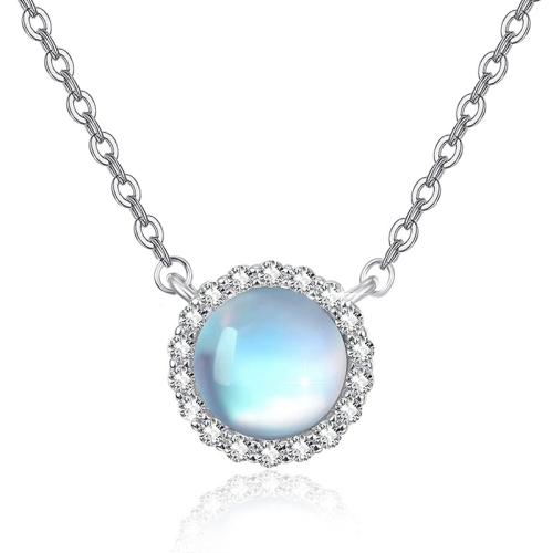 Collier en laiton cubique Zircon Micro Pave, avec Pierre de lune artificielle, bijoux de mode & pavé de micro zircon & pour femme, 12mm Environ 45 cm, Vendu par brin