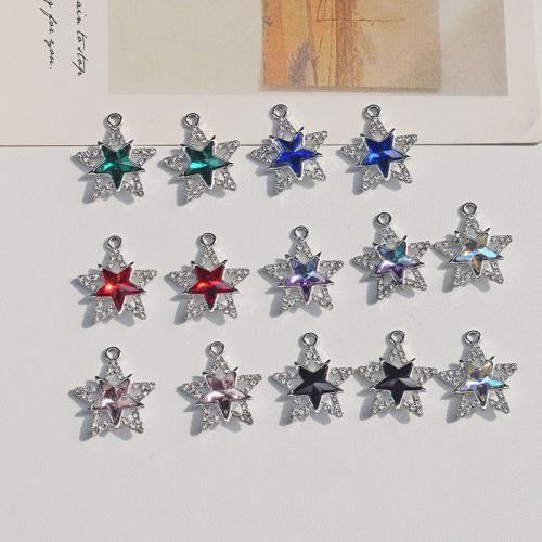 Colgantes de diamantes de imitación de la aleación de zinc, Estrella, Bricolaje & con diamantes de imitación, más colores para la opción, 22x19mm, 10PCs/Bolsa, Vendido por Bolsa