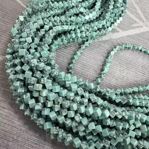 Synthetic Turquoise Beads, Cube, DIY, light blue Approx [