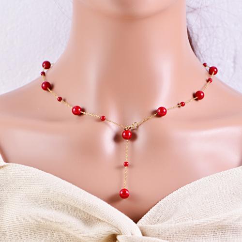 Stainless Steel Jewelry Necklace, 304 Stainless Steel, with Plastic, plated, for woman, gold 