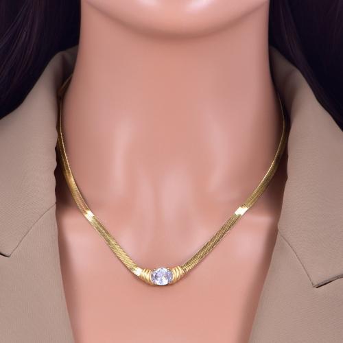 Collier de bijoux de titane, Acier titane, Placage, pavé de micro zircon & pour femme, plus de couleurs à choisir, Vendu par PC