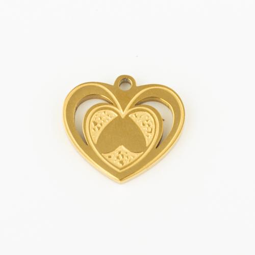 Stainless Steel Heart Pendants, 304 Stainless Steel, Vacuum Ion Plating, DIY, gold 