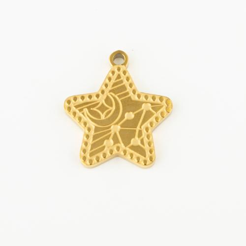 Stainless Steel Star Pendant, 304 Stainless Steel, Vacuum Ion Plating, DIY, gold 