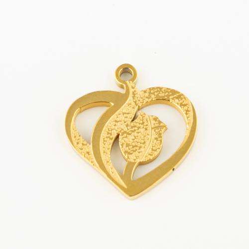 Stainless Steel Heart Pendants, 304 Stainless Steel, Vacuum Ion Plating, DIY, gold 