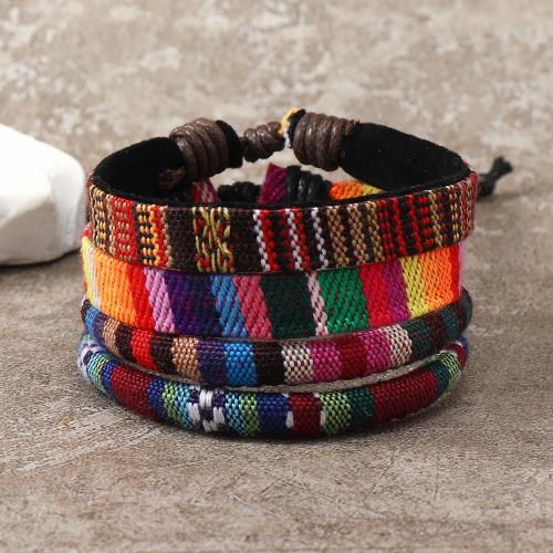 Chain Woven Bracelets, Cotton Fabric, handmade, 4 pieces & for woman, multi-colored 