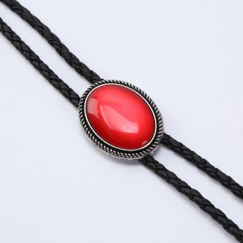 Zinc Alloy Necklace, with PU Leather & Gemstone, vintage & Unisex Approx 51-60 cm 