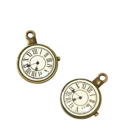 Zinc Alloy Jewelry Pendants, Clock, antique bronze color plated, DIY 