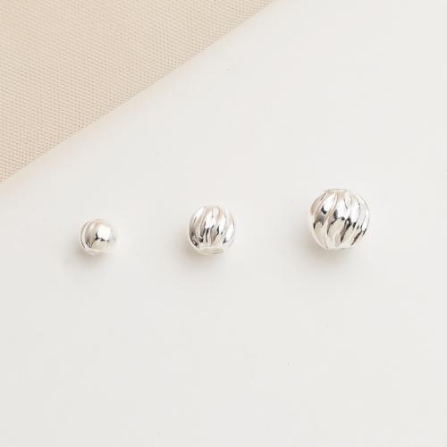 Sterling Silver Spacer Beads, 925 Sterling Silver, Round, polished, DIY & twist, silver color 