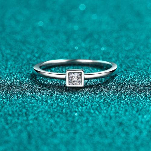 925er Sterling Silber Fingerring, mit Moissanite, Quadrat, verschiedene Größen vorhanden & für Frau, Größe:4-10, verkauft von PC