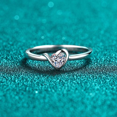 925er Sterling Silber Fingerring, mit Moissanite, Herz, verschiedene Größen vorhanden & für Frau, Größe:4-10, verkauft von PC