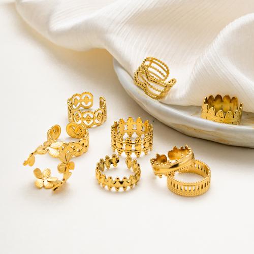 Edelstahl Fingerring, 304 Edelstahl, Modeschmuck & verschiedene Stile für Wahl & für Frau, goldfarben, verkauft von PC