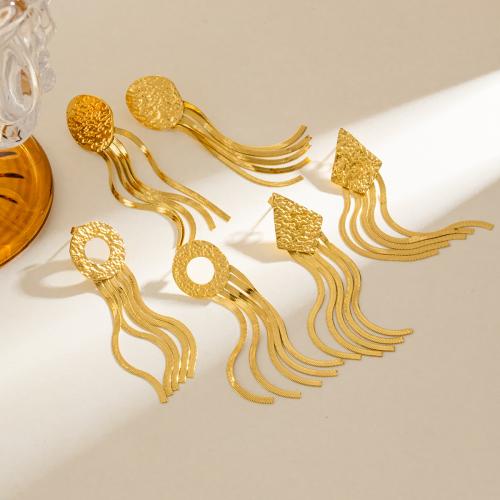 Fashion Fringe Earrings, 304 Stainless Steel, 18K gold plated, fashion jewelry & for woman, golden 