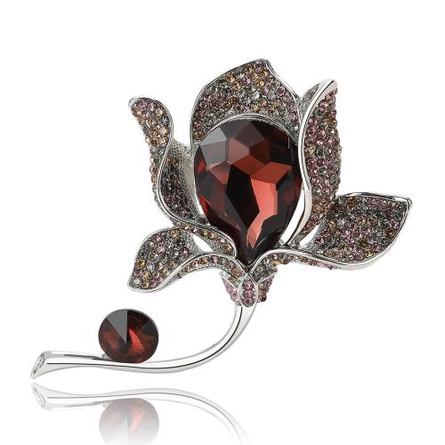 Broche de diamantes de imitación de la aleación de Zinc, Tulipán, para mujer & con diamantes de imitación, más colores para la opción, 75x50mm, Vendido por UD