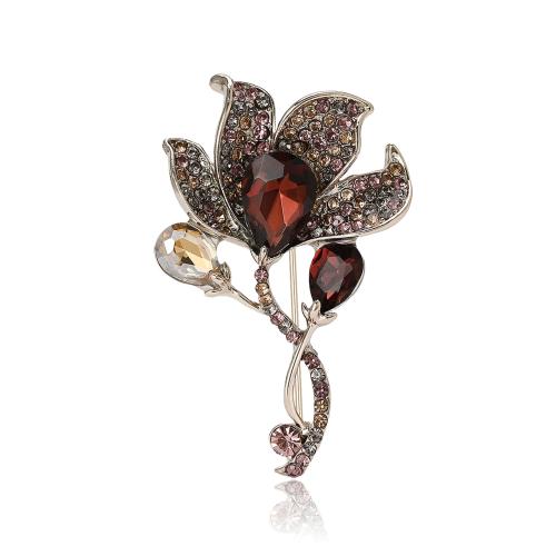 Rhinestone Zinc Alloy Brooch, Calla Lily, for woman & with rhinestone 