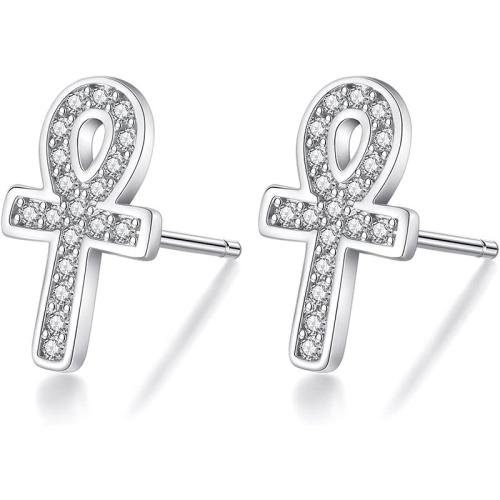 Silver Earring Zircon pavent Sterling, Argent sterling 925, bijoux de mode & pavé de micro zircon & pour femme, Vendu par paire