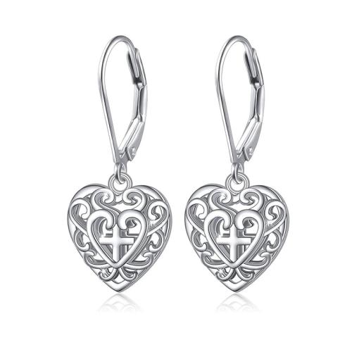 Sterling Silver Drop Earring, 925 Sterling Silver, Heart, fashion jewelry & for woman 