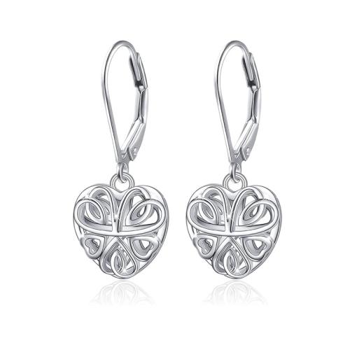 Sterling Silver Drop Earring, 925 Sterling Silver, Heart, fashion jewelry & for woman 