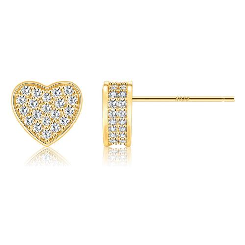 Cubic Zirconia Micro Pave Sterling Silver Earring, 925 Sterling Silver, Heart, fashion jewelry & micro pave cubic zirconia & for woman 