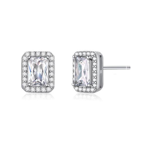 Silver Earring Zircon pavent Sterling, Argent sterling 925, bijoux de mode & pavé de micro zircon & pour femme Vendu par paire