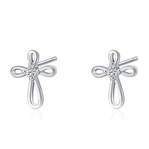 Silver Earring Zircon pavent Sterling, Argent sterling 925, bijoux de mode & pavé de micro zircon & pour femme Vendu par paire