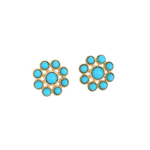 Brass Stud Earring, with Synthetic Turquoise, fashion jewelry & for woman 