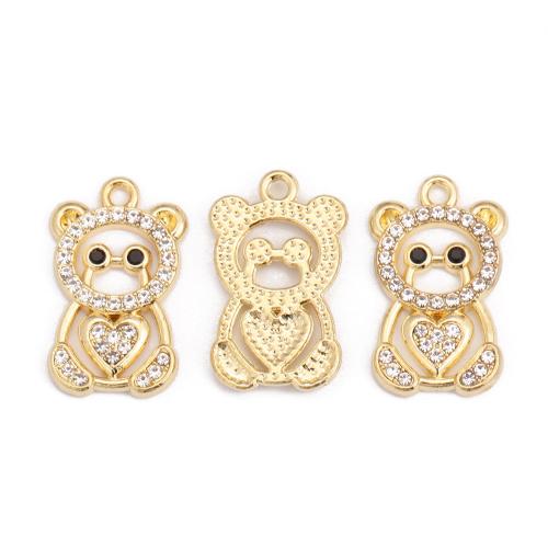 Zinc Alloy Rhinestone Pendants, Bear, gold color plated, DIY & with rhinestone Approx [