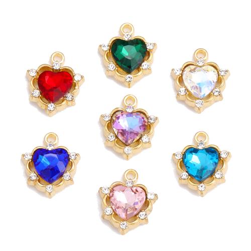 Zinc Alloy Rhinestone Pendants, Heart, plated, DIY & with rhinestone [