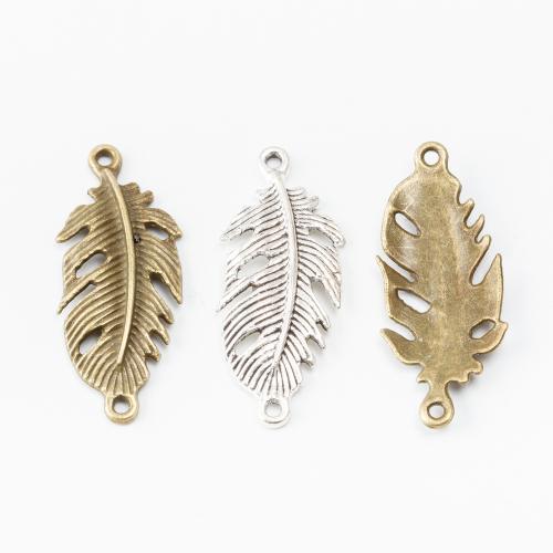 Zinc Alloy Charm Connector, Feather, plated, DIY & 1/1 loop 