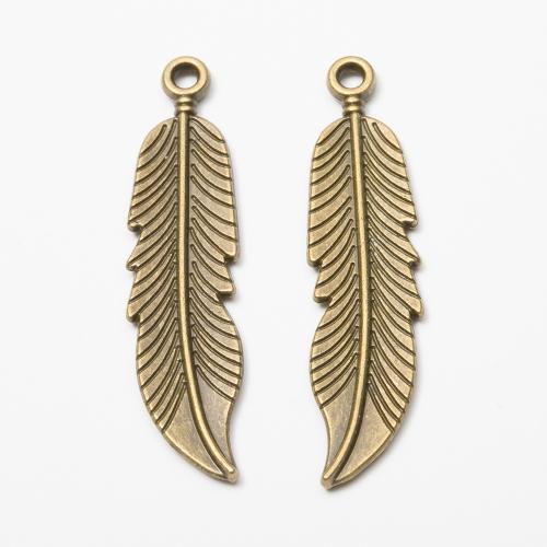 Zinc Alloy Feather Pendants, plated, DIY 